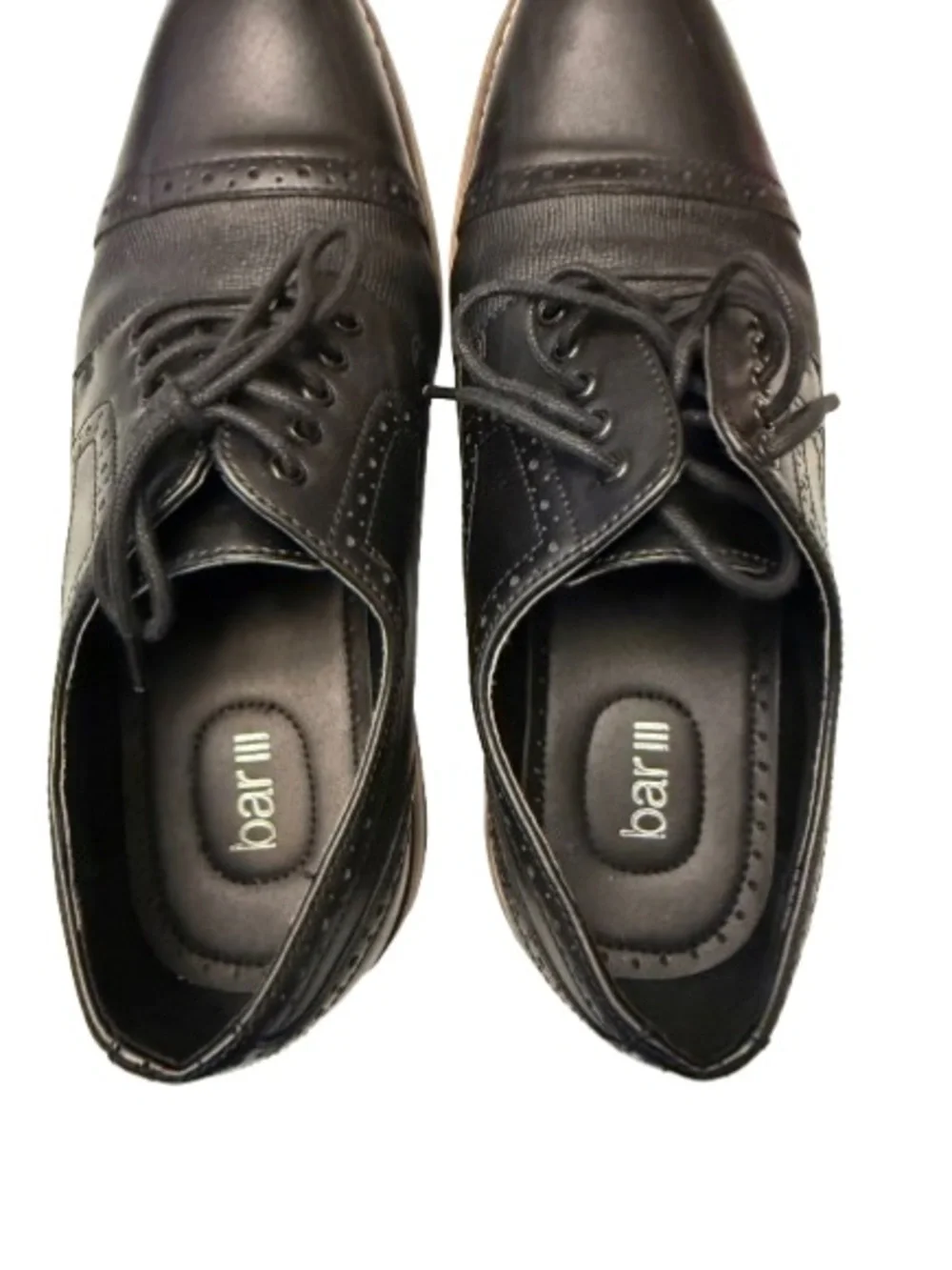 Bar III Parker Mens 9.5 Black Cap Toe Brogue Derby Dress Shoes